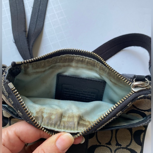 Vintage Coach Black Canvas Monogram Crossbody Messenger Bag Purse Handbag - Picture 11 of 11